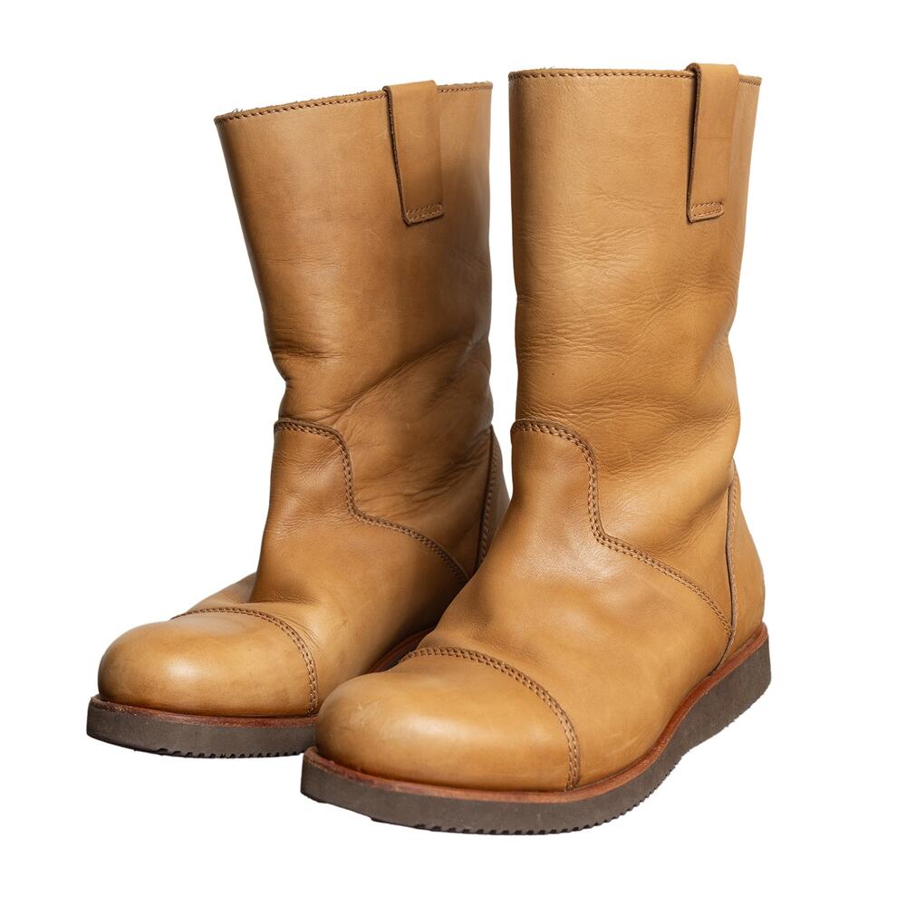 Handcrafted Punto Pigro Luxury Italian Tan Leather Roper MidCalf Boots w/Vibram